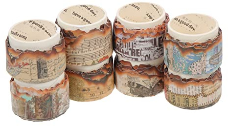 Gadpiparty Ruban Adhésif Décoratif Vintage 8 Rouleaux Washi Tape Pour Scrapbooking Bricolage Autocollants Matériel Créatif Fournitures De Fête Projets Manuels Accessoires Diy