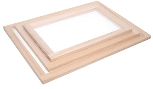 NIYANGLE 3 Marcos De Papel Hechos A Mano Tamaño A5 Para Hacer Papel Molde A4 Y Desbarbado Malla Para Desbarbado Suministros Para Manualidades Marco A4