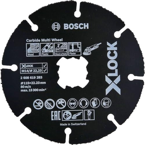 Bosch Professional 2608619283 Mola da Taglio, per Legno e Plastica, X-Lock, Ø115 mm, Diametro Ø: 22.23 mm, Spessore: 1 mm