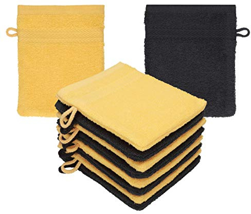 Betz paket med 10 tvättvantar premium 100 % bomull 16 x 21 cm honung - grafit
