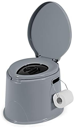 Giantex Portable Travel Toilet with Detachable Inner Bucket and Removable Paper Holder, Lightweight Outdoor & Indoor Toilet for Camping, Hiking, RV, Boating and Trip, Porta Potty