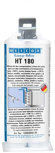 Weicon 10650850-36 Easy-Mix HT 180 50ml Adhesivo epóxico para Vidrio, Madera y plástico, Negro