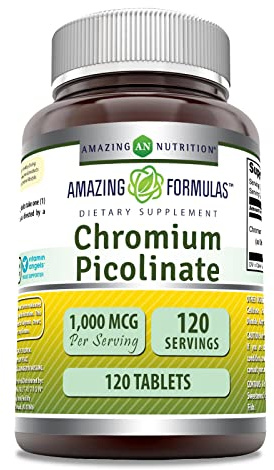 Amazing Formulas Chromium Picolinate 1000 Mcg | Tablets Supplement | Non-GMO | Gluten-Free | Made in USA (120 Count, 1 Pack)