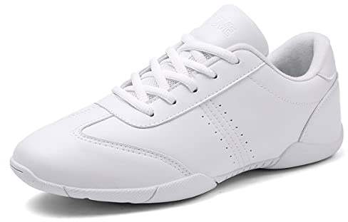 Cheerleading, skor för kvinnor, ungdomar, flickor, Cheer Trainers vita tumlande stuntskor, lätt nät, läder, yoga, gymnastik, dansskor, Vit 1, 40.5 EU