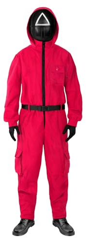 Funidelia Déguisement Officiel de Squid Game Netflix pour Homme et Femme avec masque triangle, Combinaison Squid Game pour Adulte, Déguisements de Carnaval, Halloween et Fêtes – Taille XXL
