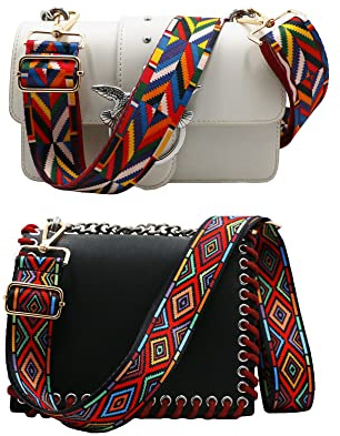 CiciIng 2 PCS Boho Adjustable Shoulder Strap, Wide 3.8cm, Bag Strap 74-134cm, Shoulder Strap with Carabiner for Shoulder Bags, Handbags, Crossbody Bags