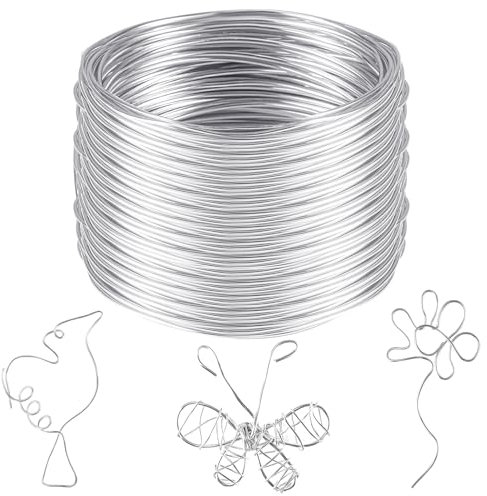 Basteldraht 2mm x 50m, Aluminiumdraht Draht zum Basteln Silberdraht Schmuckdraht Aludraht für Bastelarbeiten Schmuckherstellung Handwerk
