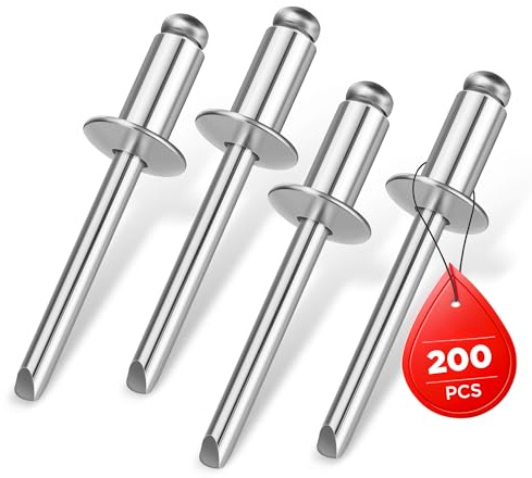 WORKPRO 200Pcs Aluminum Blind Rivets, 1/4 x 1/2 Pop Rivets Assortment