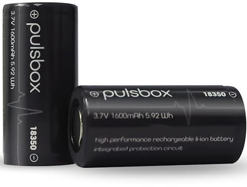 pulsbox 18350 | 18400 Li-Ion Akku 3,7V 1600mAh integrierte PCB-Schutzschaltung (Pluspol flach)