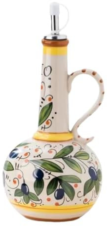 KWJNH Ceramic Olive Oil Dispenser 23oz,Hand Painted Cooking Cruet Bottles for Kitchen Decorative Stoneware Cruet Oil Olive