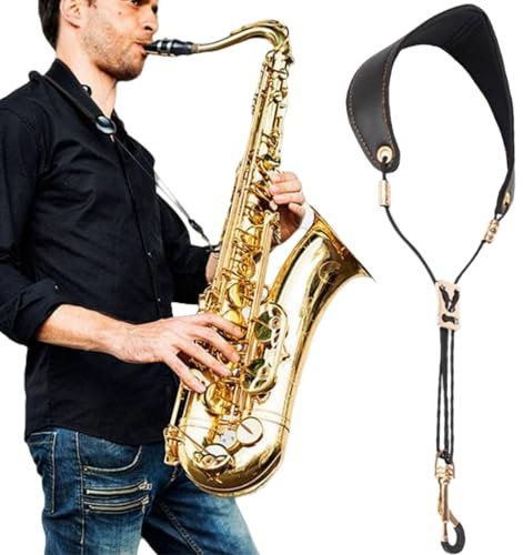 BAOSROY Saxophongurt,Saxophonband Einstellbare,Tragegurt für Tenorhorn,Gepolsterten Sax Trageriemen Hals Gurt,Verstellbarer Saxophongurt Gurt,Ragbare Einstellbar Gurt für Tenor Sopran Saxophon