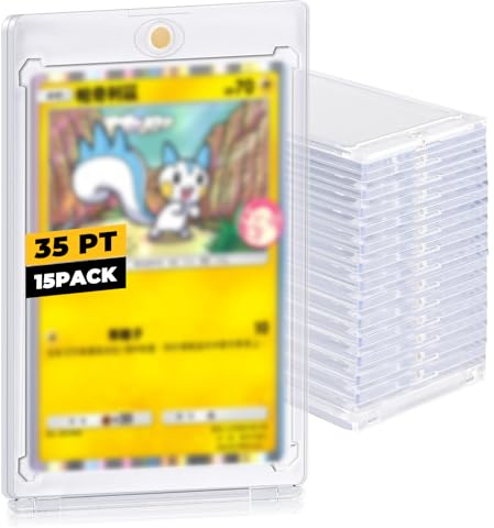 KOMABLEN 15 Pezzi Carte Cornici Acriliche, 35PT Trasparente Espositore Carte, Protezione UV Magnetic Trading Card Holder, Rigida per Collezionabili per Magic, MTG, Sport
