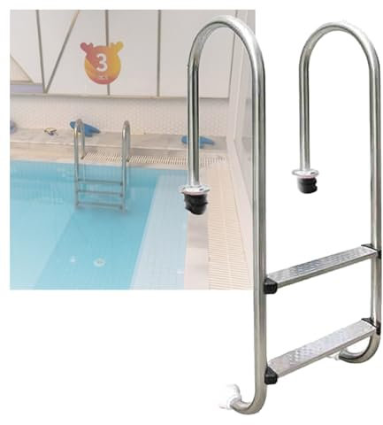 Échelle de piscine en acier inoxydable – Marches de piscine creusées à 2/3 marches avec ils pour une escalade facile, solution durable d'accès à la piscine extérieure de 1,2 mm