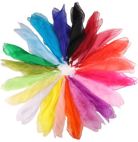 winbest 20 paños de malabares de 60 x 60 cm, de gasa, 20 colores, toallas de seda para bebé, para danza, niños, sensoriales, decoración de malabares