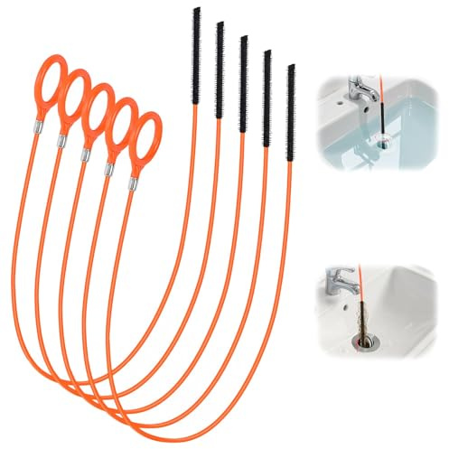 Omnikryp 5 Piezas Desatascador Tuberias, 81 cm Flexible Desatascador Fregadero Profesional, Cepillo de Limpieza para Desagüe para Limpieza de Cocina y Baño