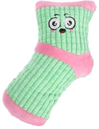 DOITOOL Plush Dog Chew Squeaky Puppy Sock Shape Interactive Teething Aid for Mental Stimulation and Healthy Growth