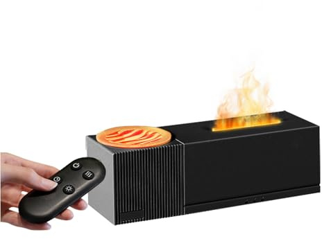 Diffuseur d'huiles essentielles Flammes avec Projection de Vagues, diffuseur d'arômes 150 ML avec minuterie 2/4/6 H, 7 Couleurs de lumière et télécommande, humidificateur pour Maison, Bureau (Noir)