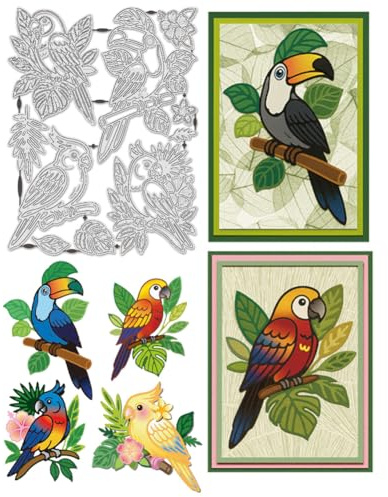 UNICRAFTALE - Lote de 10 sellos de corte para loros de acero al carbono con motivos Tropical Tucán (tropicales)