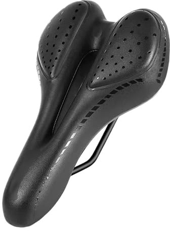 Sella for bici da montagna, sella for bicicletta strada, in pelle, in gel, cuscino for ciclismo indolore, parti comode e antiurto(Letter Style Black)
