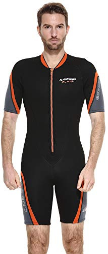 Cressi Playa Man Wetsuit 2.5 mm, Muta Shorty in Neoprene High Stretch Uomo, Nero/Arancio, L/4