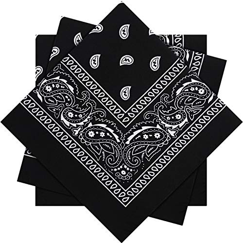 SATINIOR 3 Pieces Paisley Bandana for Men Unisex Bandana Scarf Women Head Scarf Neck Scarves Head Wrap Cashew Print(Black)