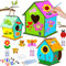 Frasheng 3 Stück DIY Vogelhaus Bausatz Kinder aus Holz,DIY Vogelhaus Kit für Kinder,mit Pigment,Kleine Handgemacht Vogelhaus Holz Kreative Bastelsets,Geschenk für Kinder Geburtstag Kinder