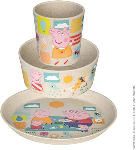 Koziol Set de vaisselle pour enfants Connect Peppa Pig 3pcs, plastique, Organic Sand