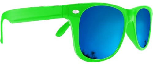 Mustavo Kids Sunglasses Childrens Green with Blue Mirror Sunglasses Gloss Finish 100% UV400 Protection Fashion Glasses Fun Vibrant Colours For Ages 3-9 Years Old Boys Girls