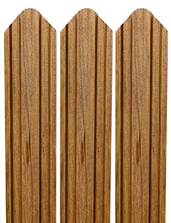 Romexpres - Valla de listones metálicos, paquete de 10 postes metálicos, marrón, gris, negro (140 cm, imitación de roble marrón claro)