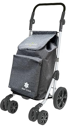 COLOMBO Troll Carrello Spesa in Alluminio Leggero e Resistente 60L con Borsa Termica 4L, 6 Ruote Push&Pull, Manubrio Regolabile Antiscivolo, Porta Monete – Carrello Spesa Pieghevole, Salvaspazio