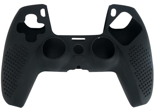 Nayubo rutschfeste, mit Nieten versehene Silikonschutzhülle für PS5-Controller Griff weicher Flacher Gehäuseschutz Kompatibel mit Playstation 5 Wireless Controller (Schwarz)