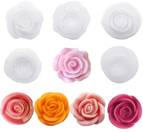 YRIHJIXQ 5pezzi Stampi per Candele Stampo in silicone per decorazioni floreali a forma di rosa per candele