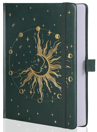 MGGAO Sun Moon Bullet Dot Journals per donne e uomini, quaderni con copertina rigida a punti A5 per scrivere per lavoro, viaggi, scuola, 190 pagine numerate