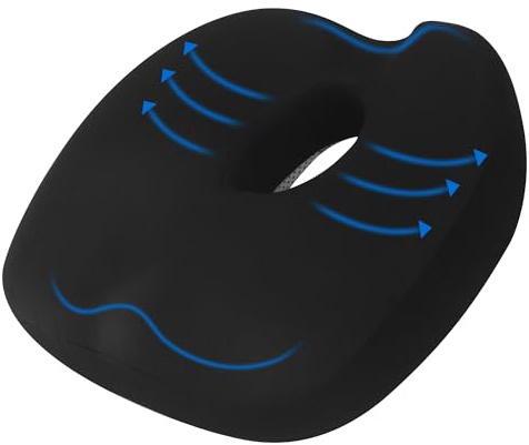 Cojin hemorroides, Cojin coxis ortopedico para aliviar, diseño transpirable y antideslizante, alivia la presión de la espalda y el isquion, adecuado para uso en oficina, automóvil y silla de ruedas