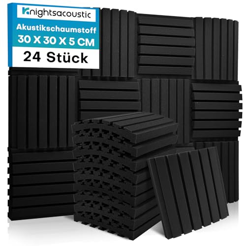 24 Stück Akustikschaumstoff Schallschutzplatten, 5 X 30 X 30 CM (2 X 12 X 12), Schalldämmung Akustikpaneele, Schallschutz Acoustic Panel, Schalldämmung Wand Schallabsorber für Tonstudio