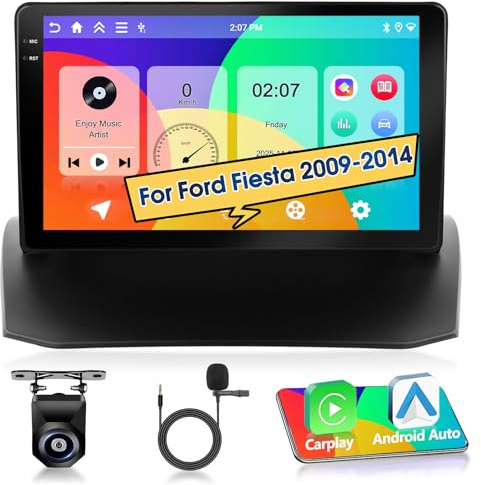 Motorsi 4G+128G Autorradio para Ford Fiesta 2009-2014 Versión U.S., 9’’ 1280P Android 15 Estéreo Radio con A-Pple Carplay Android Auto GPS Bluetooth 5.0 WiFi FM/RDS 2USB Soporta Dab+ OBD2