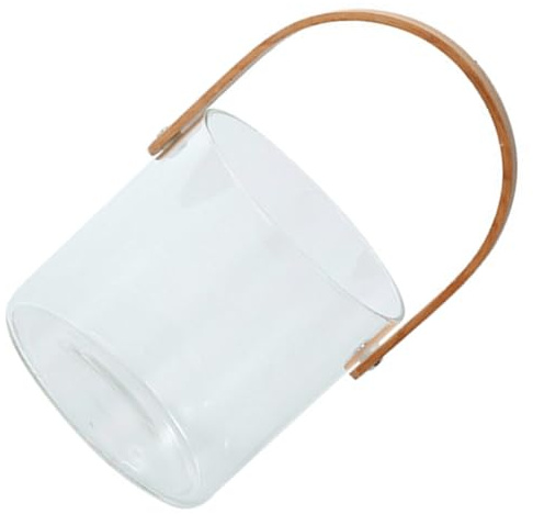 ANDRESLAD Cubeta de Hielo de Vidrio Transparente Pequeña 13x13 Cm, Contenedor para Cubitos de Hielo, Enfriador para Vino y Cerveza, Uso Doméstico y Bar, Multiusos,