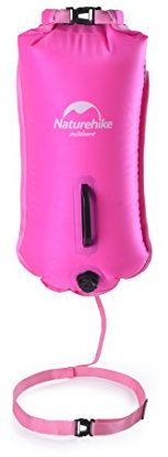 Naturehike 28L Schwimmboje Trockensack mit Verstellbaren Gürtel Aufblasbare Triathlon Boje Open Water für Schwimmer und Triathleten Höchst Sichtbar(rosa)