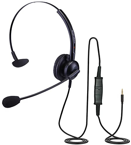 eartec kontor enkelt öra headset för Yealink SIP W56P & W56H trådlös telefon + gratis 3,5 ml uttag sladd - QD007