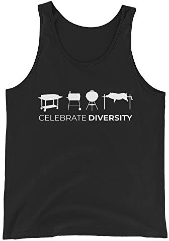 Celebrate Diversity Funny BBQ Grill Smoker Spit Barbecue Grill Unisex Tank Top Black