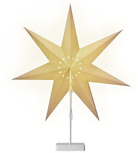 CASARIA® LED Weihnachtsstern mit Ständer Beleuchtet 60 cm Batterie Fenster Weihnachtsdeko Weihnachten Fensterdeko Leuchtstern Dekostern Papierstern