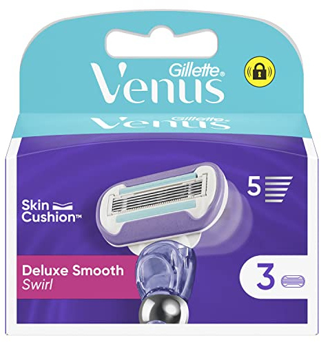 Gillette Venus Cartouches de Rasoir Femme, 3 Rechanges Extra Smooth Swirl – Lames en Acier Inoxydable, Bande Lubrifiante pour Protéger la Peau, 1 Rechange Jusqu’à 30 Jours