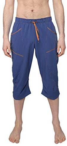 Ucraft Xlite Rock Climbing Bouldering and Yoga Knickers ¾ Men's and Women's Capri Pants. Lightweight, Stretchy, Breathable (M, Deep Blue Melange)