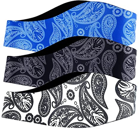 Jodsen 3 Pieces Swimming Headband, Neoprene Adult Swim Ear Band, Elastic Ear Protection Band for Swimmers, Waterproof, Black
