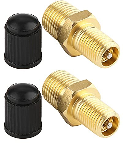 Joyzan 1/8 NPT Tank Valve, Male Threads Brass Schrader Valve Using with Compressor Tanks Fill Sealing Caps Replacement Car Tire Inflating Stems Cores Pressure Relief Valvem Tool Adapter 2PCS