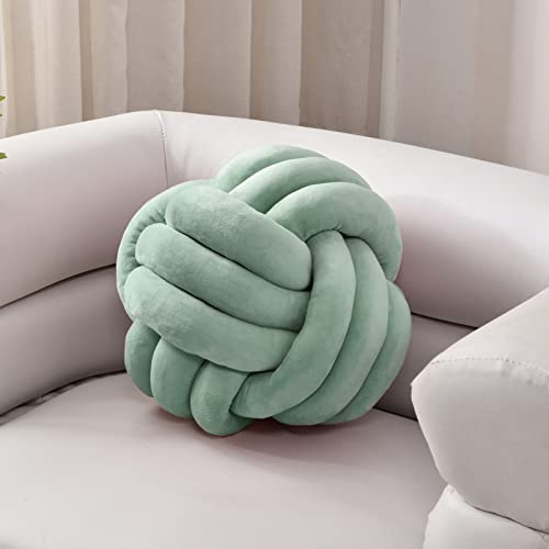ZAKUN Knot Pillow Ball, Soft Round Throw Pillow Cushion Home Decorative Ball Pillows, Handmade Plush Throw Knotted Pillow for Home Décor Play Knot Ball(13.7inches,Green)