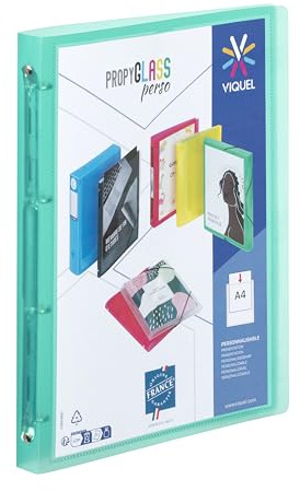 Viquel - Classeur souple a4 personnalisable - 4 anneaux - Dos 2.5cm - Vert turquoise translucide