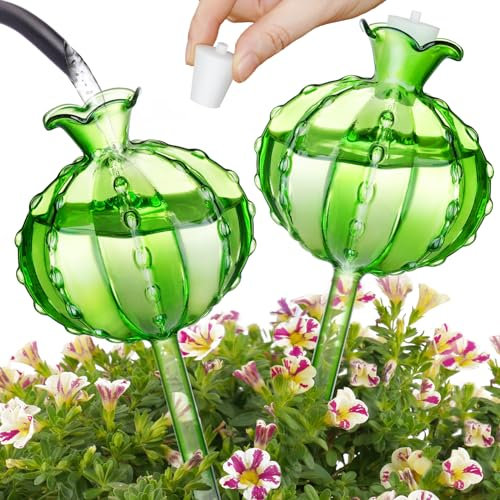 NiHome 2 Stück Schillernde Kaktus-Bewässerungskugeln, Automatische Selbstbewässerungssystem, Glas-Wasserspender für Topfpflanzen, Perfekt für Pflanzenbewässerung im Urlaub(2 Große)