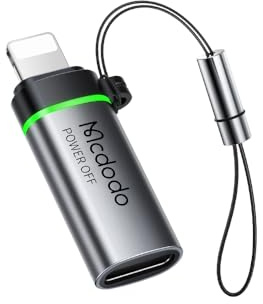 mcdodo USB C till Lightning-adapter iPhone Aadapter 36 W PD intelligent avstängning snabbladdning och dataöverföring USB C-uttag till i-OS-kontakt kompatibel med iPhone
