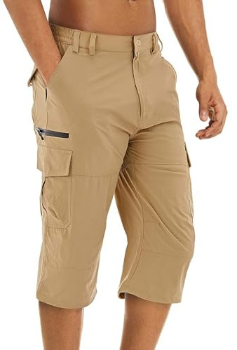 RUMAOZIA Herren Wandershorts 3/4 Sommerhose Schnelltrocknend Trainingshorts Trekkinghose Outdoor Dreiviertel Hose Casual Bermuda Shorts Leicht Sommer Caprihose Atmungsaktiv Freizeithosen
